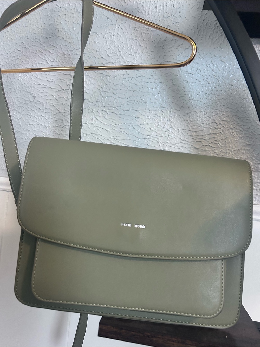 Pixie Mood Sage Green Structured Crossbody Bag